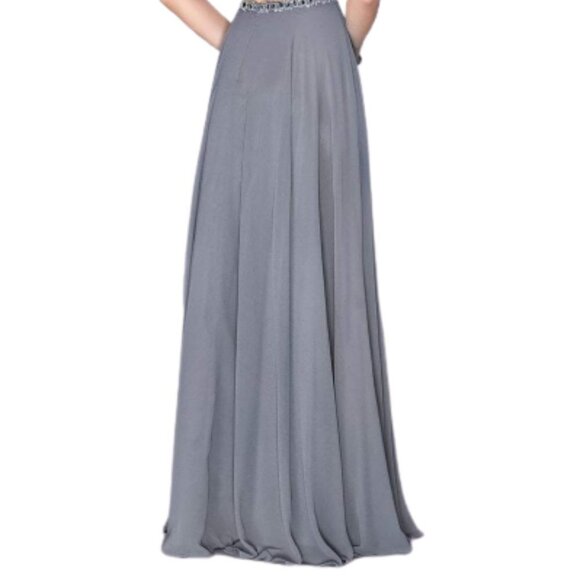 NWT La Femme 24493SC Poly Chiffon Prom Dress Gray Size 6 - Picture 4 of 8